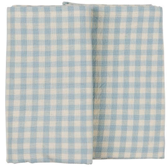 Light blue square tablecloth with natural squares Viggo -Ib laursen