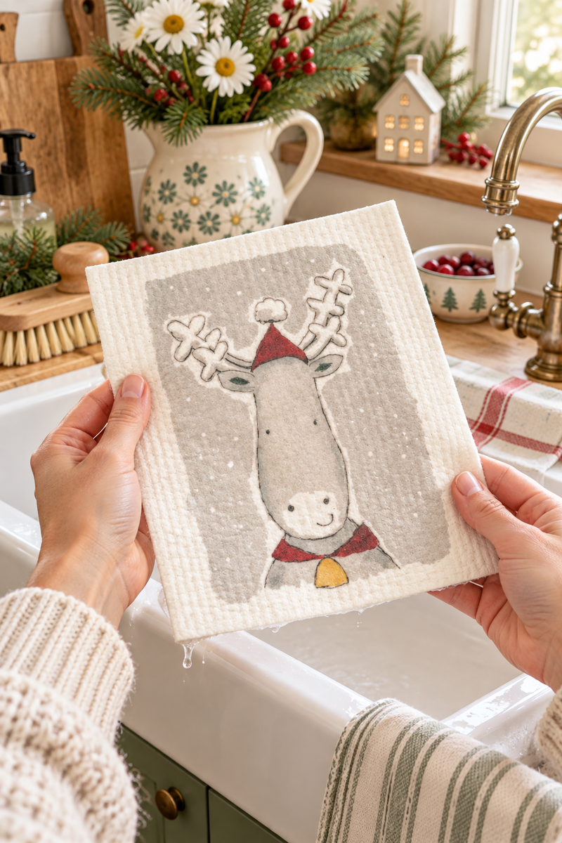 Panno per piatti con design renna di Natale