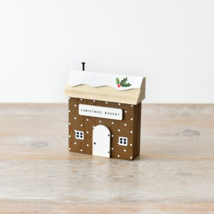 Christmas Bakery 12cm Wooden Decorative House