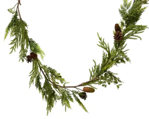 Ghirlanda Natalizia Verde con Pigne e Fiocco Champagne Ø 50 cm