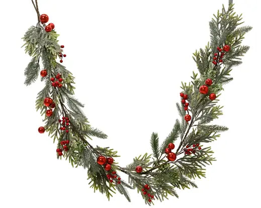 Ghirlanda Natalizia Verde con Bacche Rosse 180 cm
