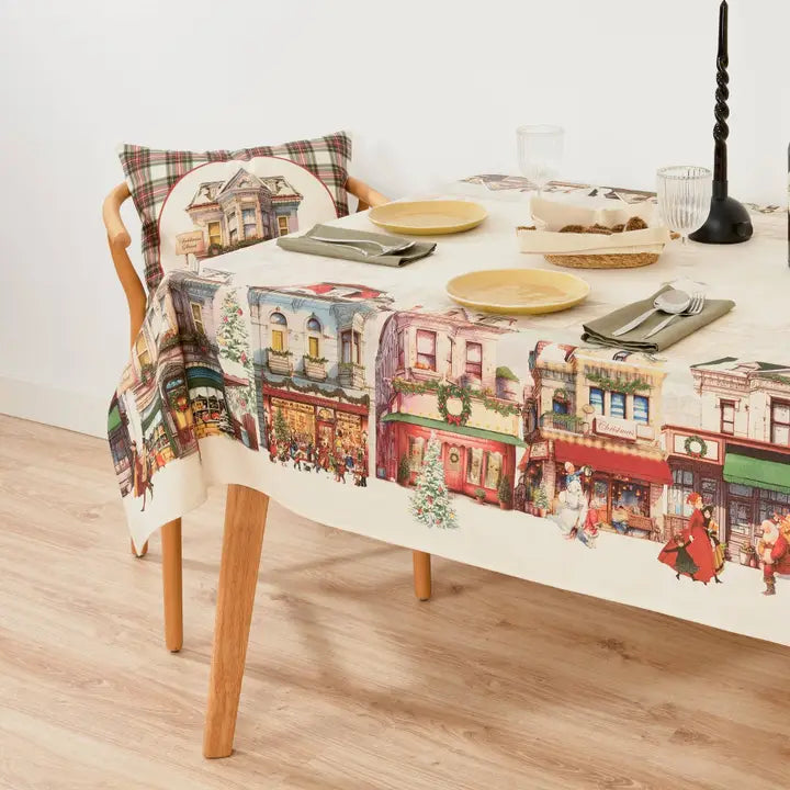 Christmas City Fabric Christmas Tablecloth
