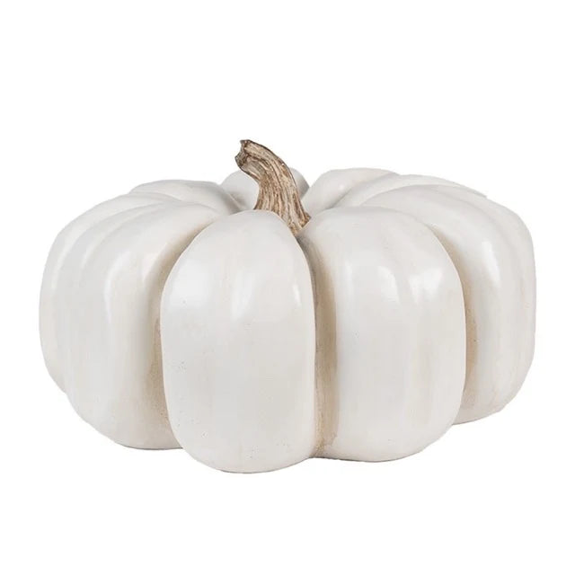 Zucca decorativa bianca in poliresina 27 x 16 cm