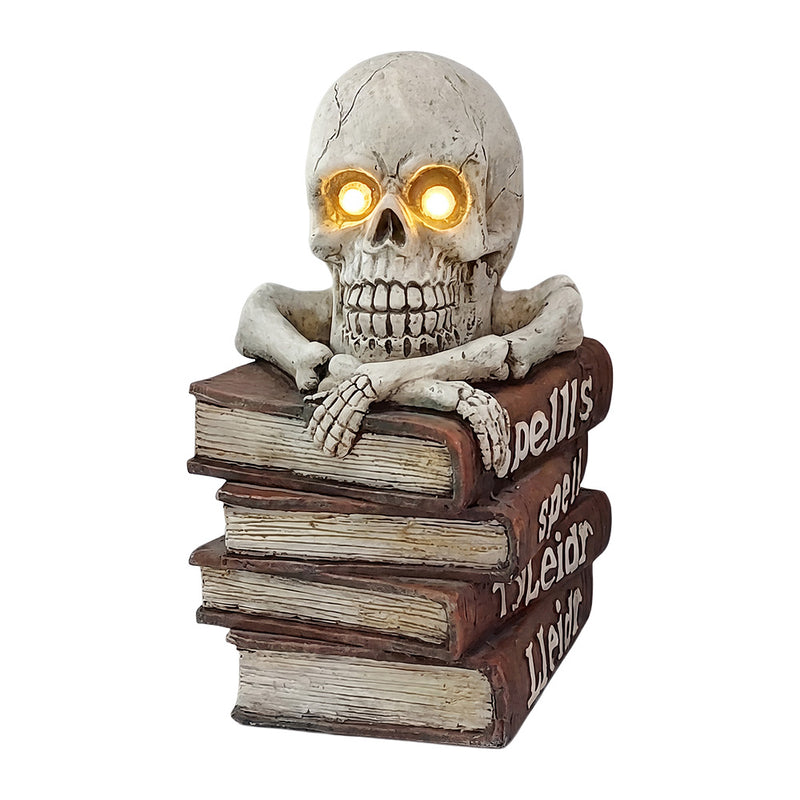 Scheletro Halloween con libri e occhi LED - 30X25X47CM