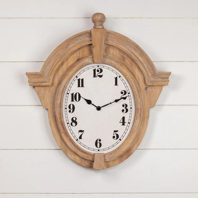 Orologio da Parete Ovale in Legno 55x59 cm