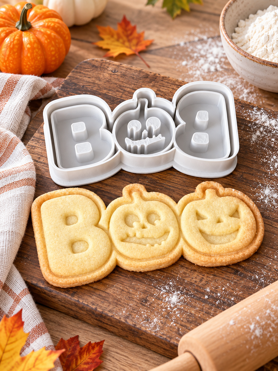 Tagliabiscotti BOO con facce di zucca per Halloween: Orange
