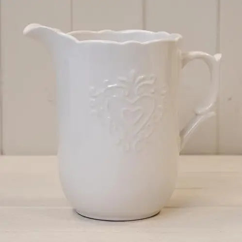 Brocca in Ceramica Bianca con Cuore 19 cm