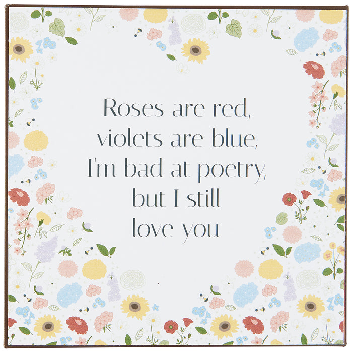 Targa Decorativa in Metallo con Frase in Inglese “Roses Are Red, Violets Are Blue Ib laursen