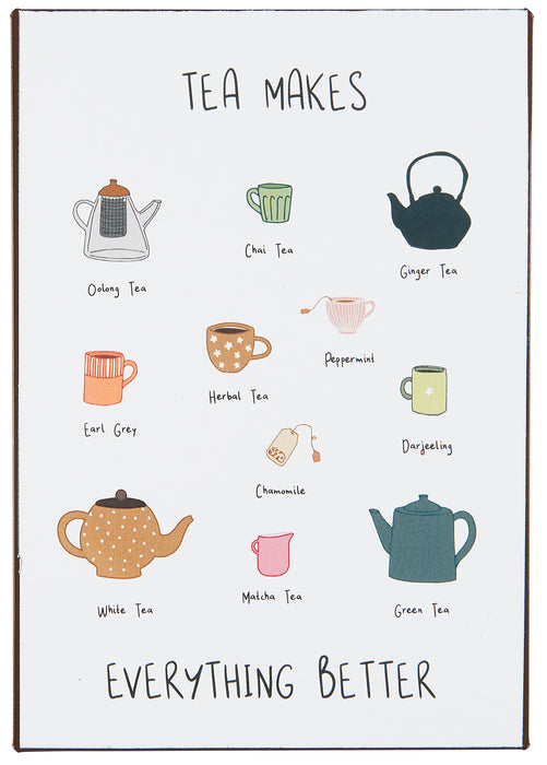 Targa Decorativa in Metallo 14 cm con Scritta “Tea Makes Everything Better” Ib laursen