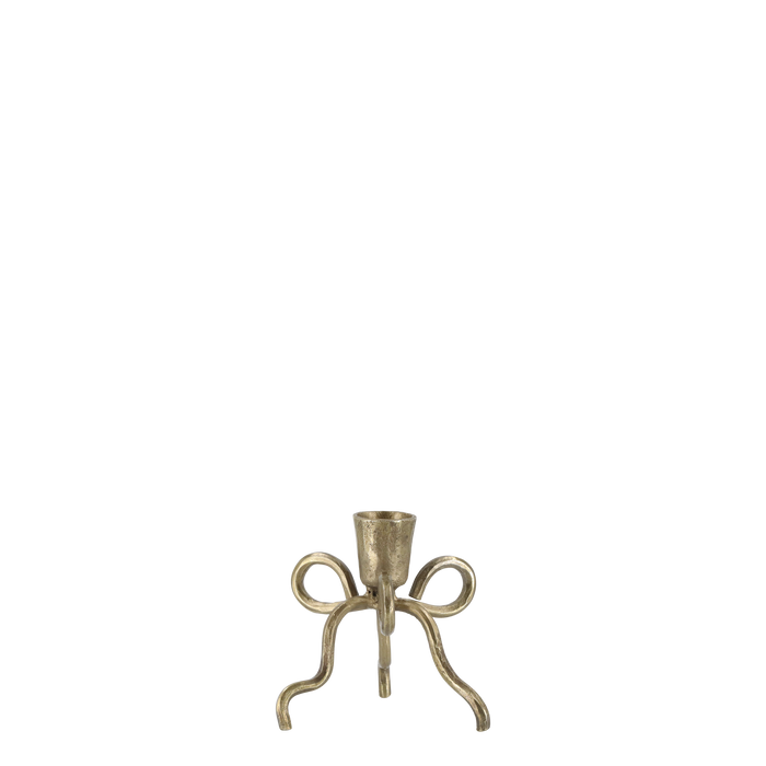 Candelabro Chic Antique a Forma di Fiocco – Effetto Oro Antico, H 14 cm