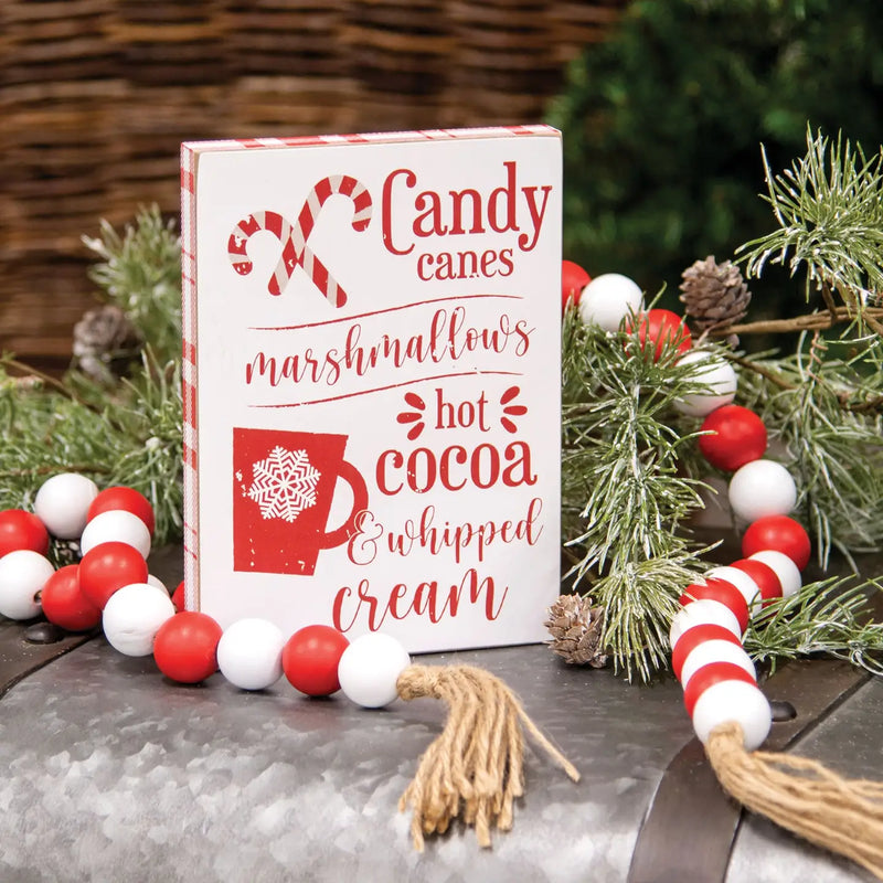 Targa Natalizia in Legno  Candy Canes, Marshmallows