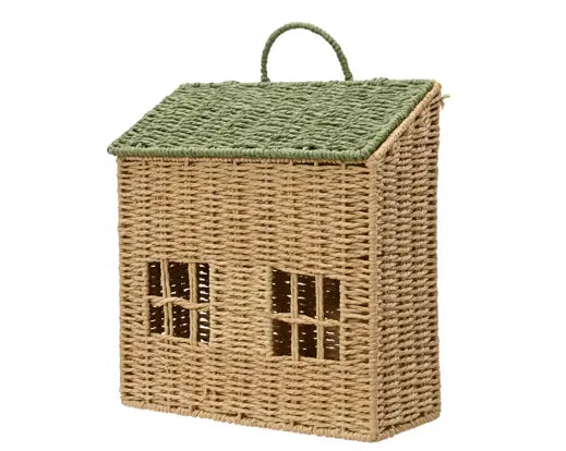 Cesto Portaoggetti a Forma di Casetta con Tetto Verde 40 cm