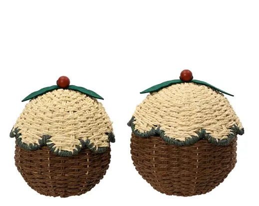 Set due cestini Natalizi Christmas Pudding 25 x H 29 cm