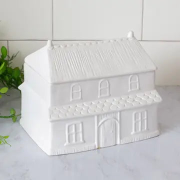 Biscottiera Casetta Cottage Inglese in Ceramica Artigianale