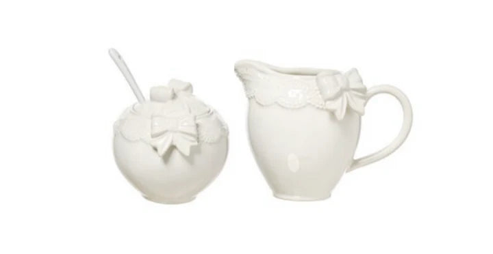 Set Lattiera e Zuccheriera con Fiocco in Ceramica Bianca – Arte di Nacchi