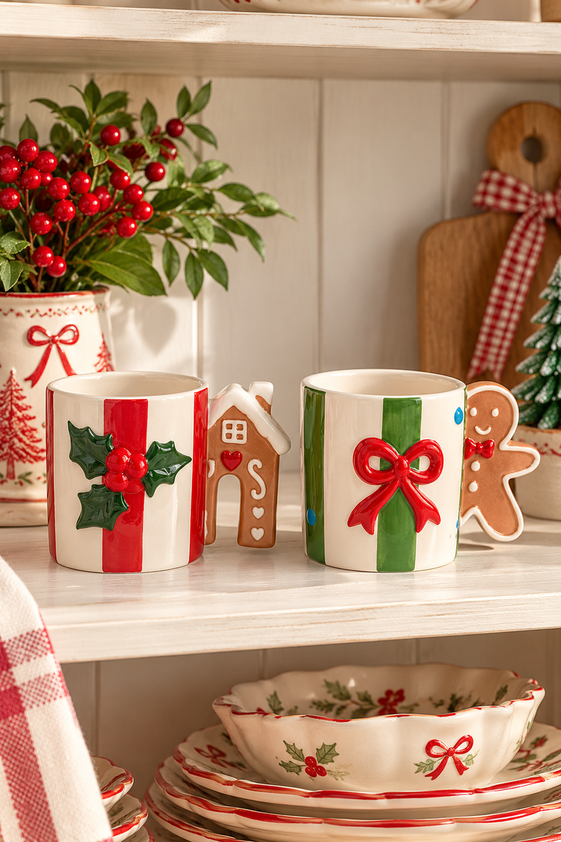 Tazza Natalizia con Manico Gingerbread in Dolomite