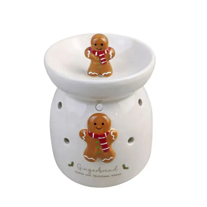 Bruciatore per oli e cere natalizio Pan di Zenzero in ceramica 10 x 10 x H 11 cm