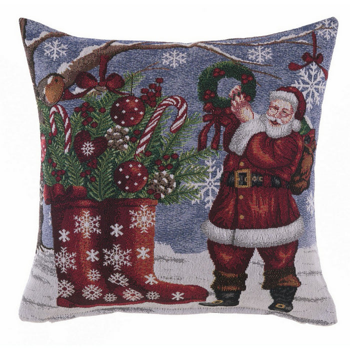 Cuscino natalizio Babbo Natale in cotone multicolore