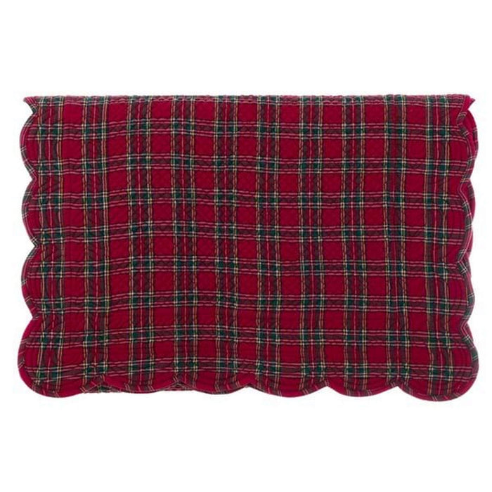 Coperta per fondo letto in cotone e poliestere con tartan rosso  - TARTANA