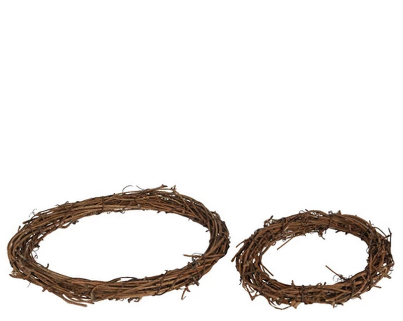 Rattan egg shaped wreath set of 2