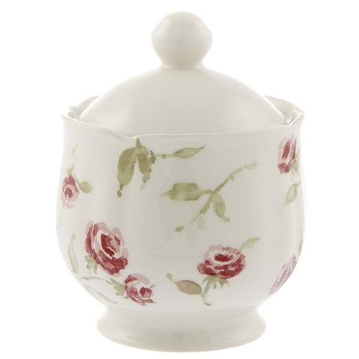 Zuccheriera in ceramica bianco con motivo fiorellini rosato - FLORET