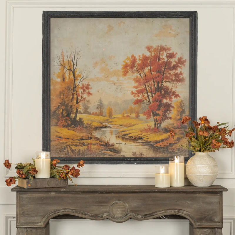 Quadro Autunnale Incorniciato "Fiume d'Autunno" 85x85 cm