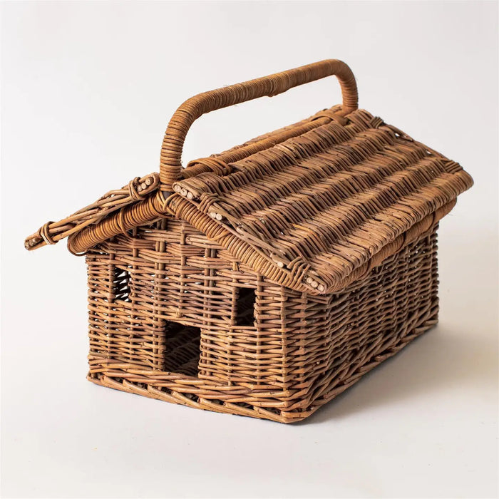 Cesto in Vimini a Forma di Casetta con Manico – 27,31 x 31,75 cm