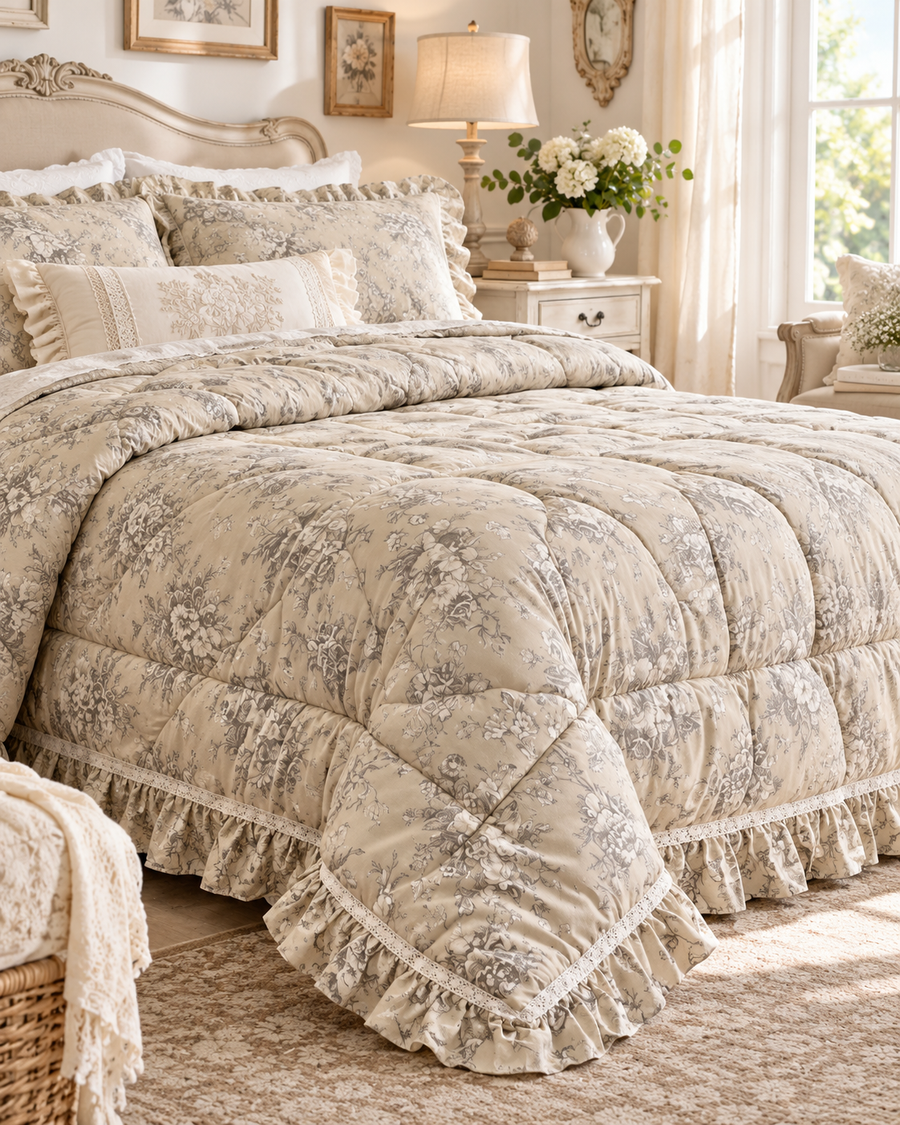 Trapunta Matrimoniale Jouy Beige 260x260 cm