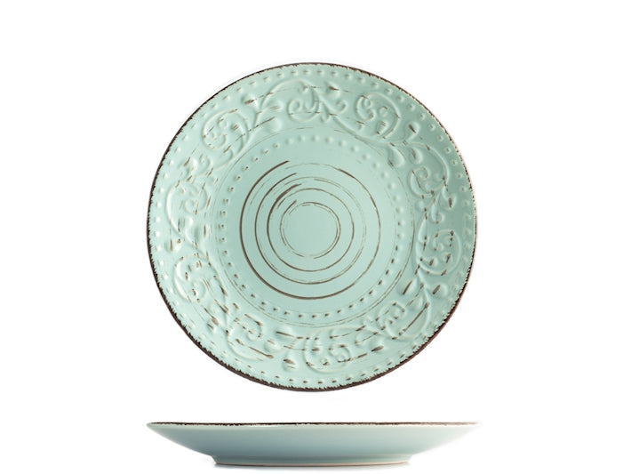 Servizio Piatti Court Yard Azzurro  in Ceramica Decorata