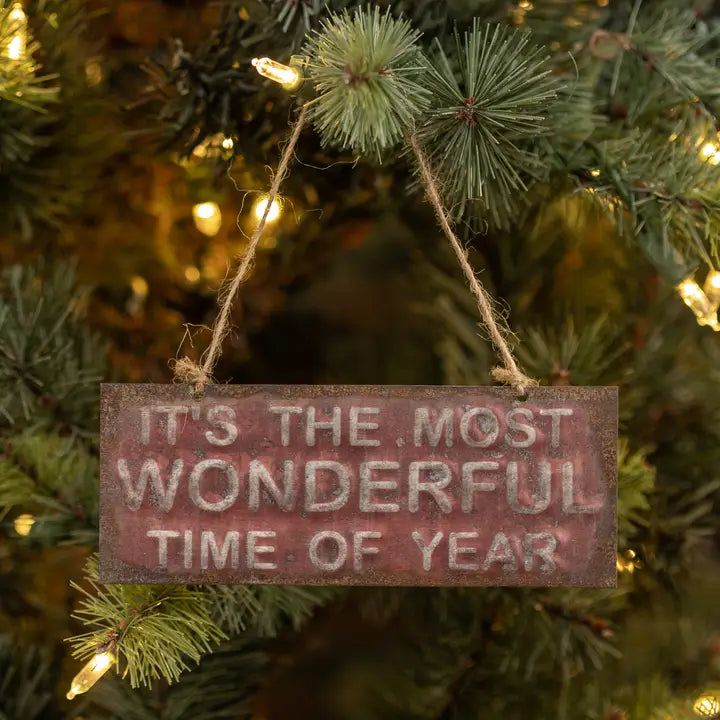 Targa Natalizia Rossa “The Most Wonderful Time of the Year” 15 cm