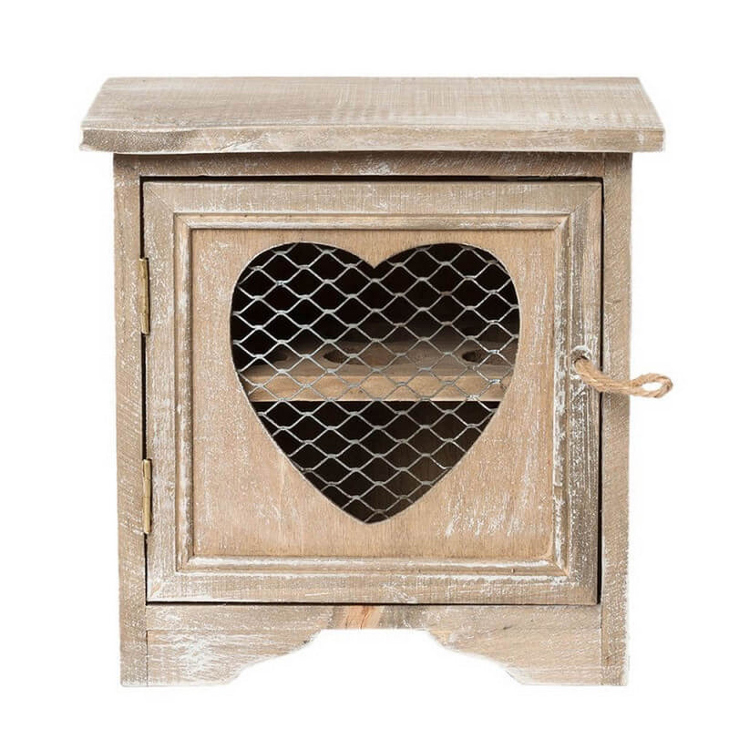 Portauovo in legno marrone con sagome cuore a retina 19x14x19 cm - Arredo Casa da Sogno