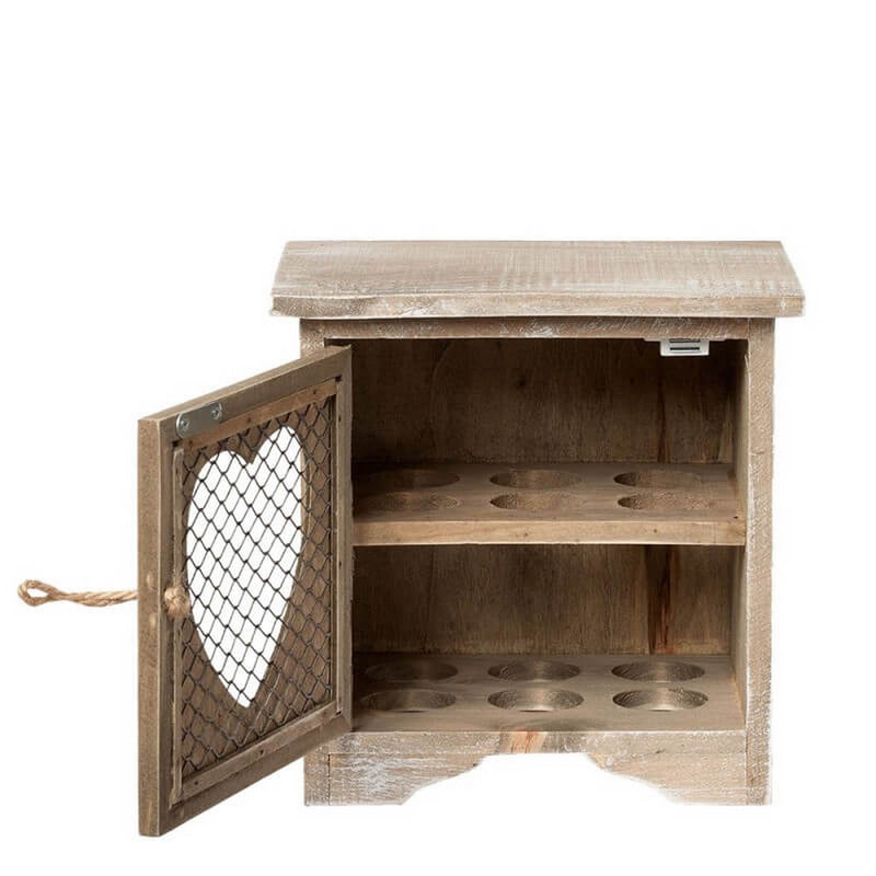 Portauovo in legno marrone con sagome cuore a retina 19x14x19 cm - Arredo Casa da Sogno