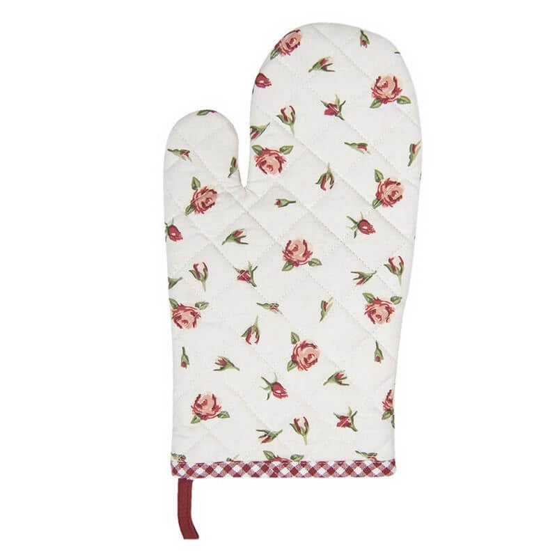 Guanto Forno 16*30 cm rosso bianco cotone romantic roses - Arredo Casa da Sogno