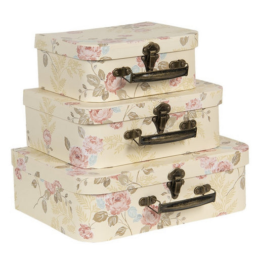 Set di valigie decorative da 3 64752 30*21*19 fiori - Arredo Casa da Sogno