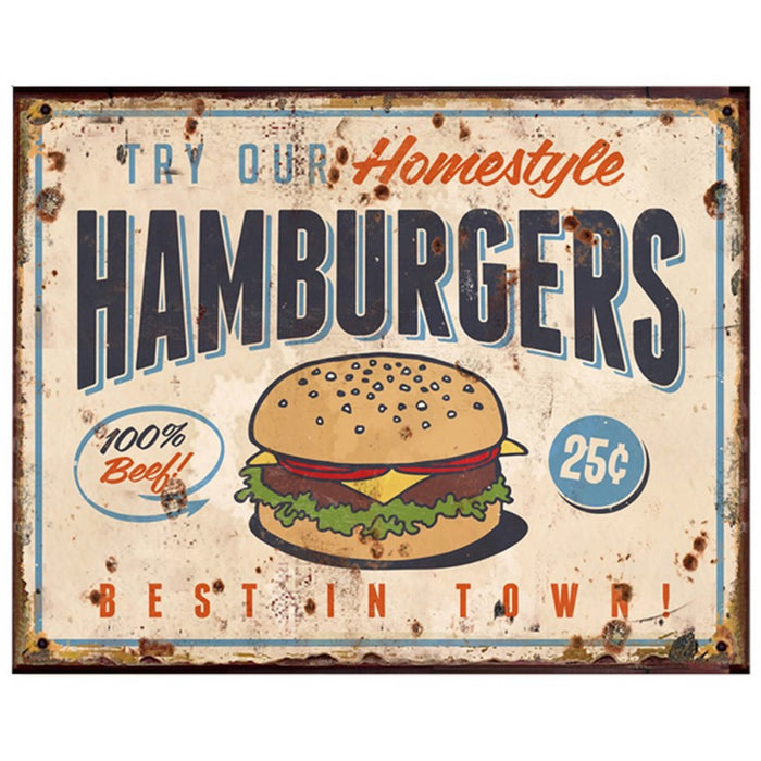 Targa con testo 25x20 cm beige ferro hamburger