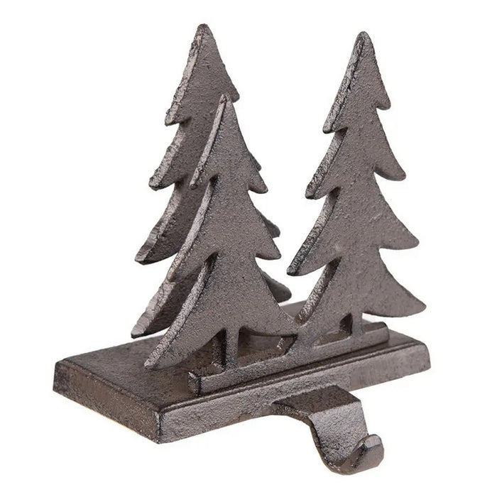 Appendi calza Natalizio con gancio Alberi di Natale 13x12x16 cm Marrone Ferro - Arredo Casa da Sogno