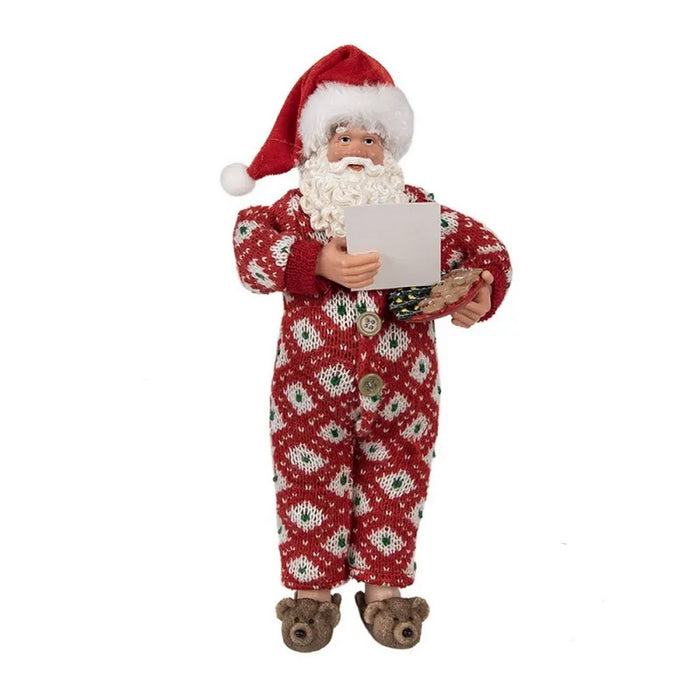 Babbo Natale pigiama rombi 28 cm rosso