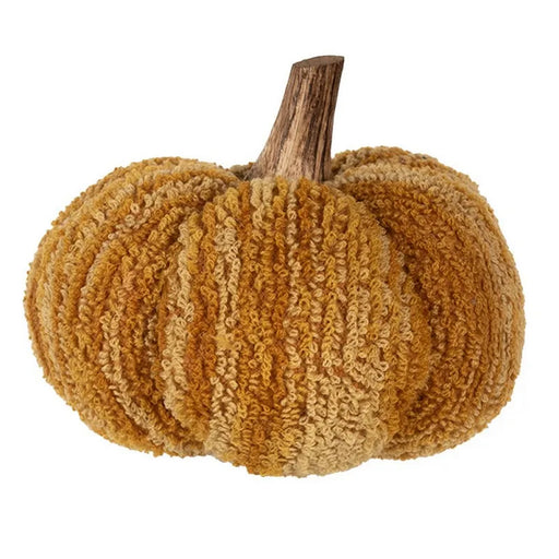 Decorazione zucca 13 cm giallo arancione tessuto - Arredo Casa da Sogno