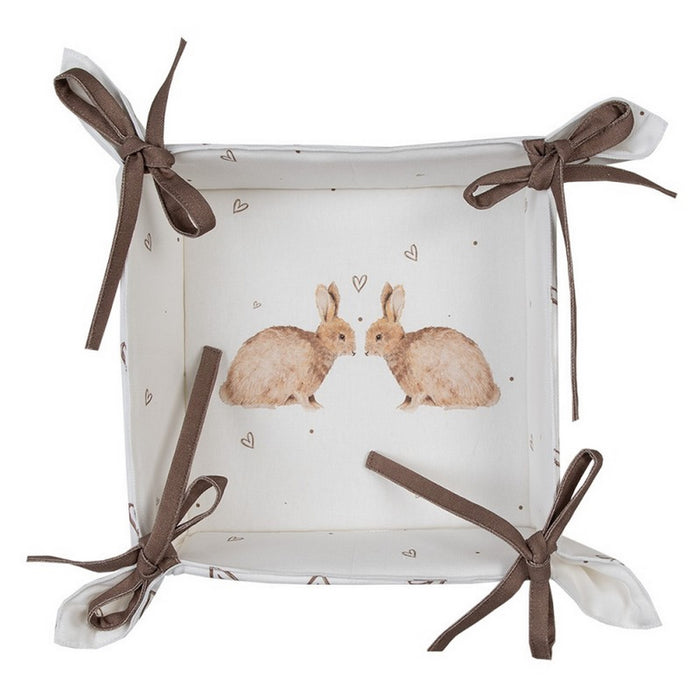 Cestino del pane in cotone bunnies in love 35x35x8 - Arredo Casa da Sogno