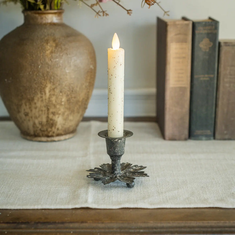 Rustic leaf-shaped cone candle holder