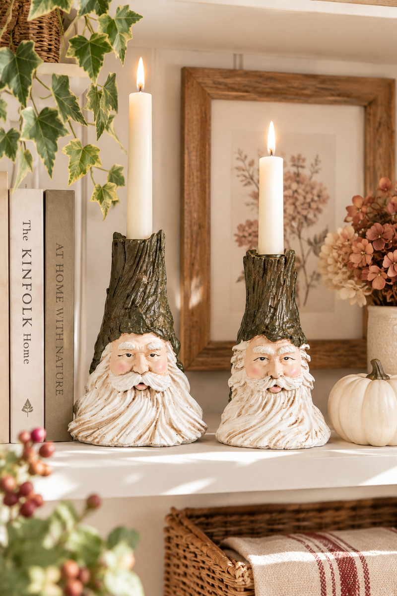 Portacandela natalizio Babbo Natale verde H14 cm – assortito