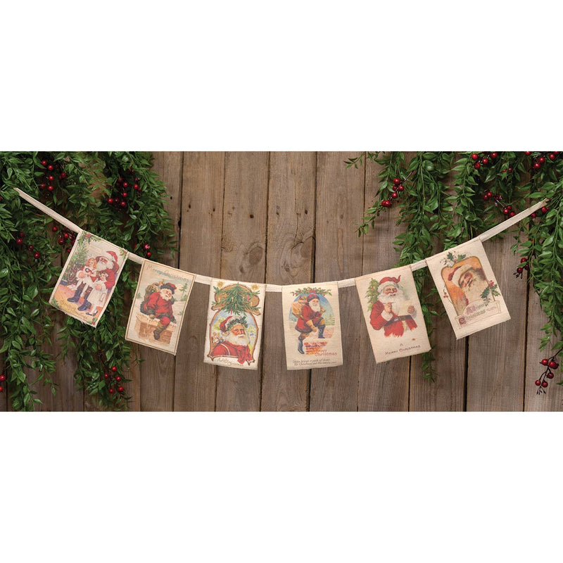 Ghirlanda di Cartoline di Natale Vintage in Tessuto – 114 cm
