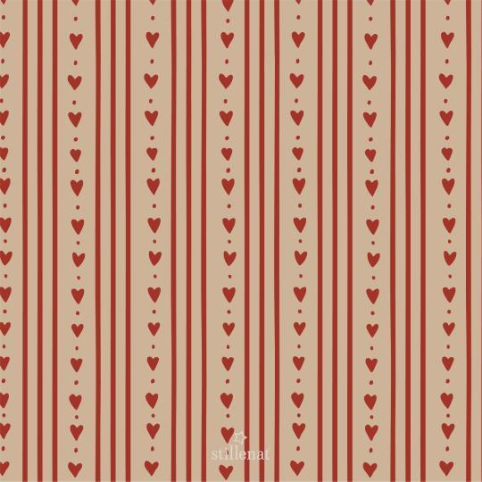 Tovaglioli di carta natalizi IB Laursen 33x33 cm con righe e cuori rossi