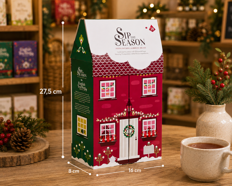 English Tea Shop - Set regalo di tè "Casa d'Inverno" biologico, 10 varietà, 28 bustine piramidali
