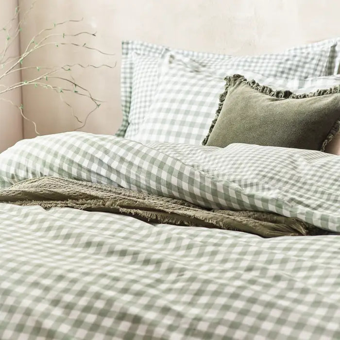 Set copripiumino reversibile o coperta Matrimoniale a quadretti Verde