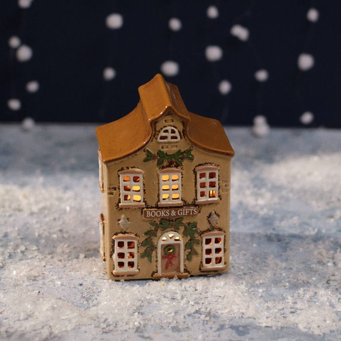 Casetta Natalizia in Ceramica con LED – Books & Gifts
