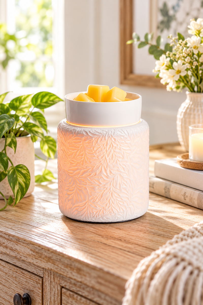 Lampada Elettrica per Cere Profumate Botanical in Porcellana – Candle Warmers