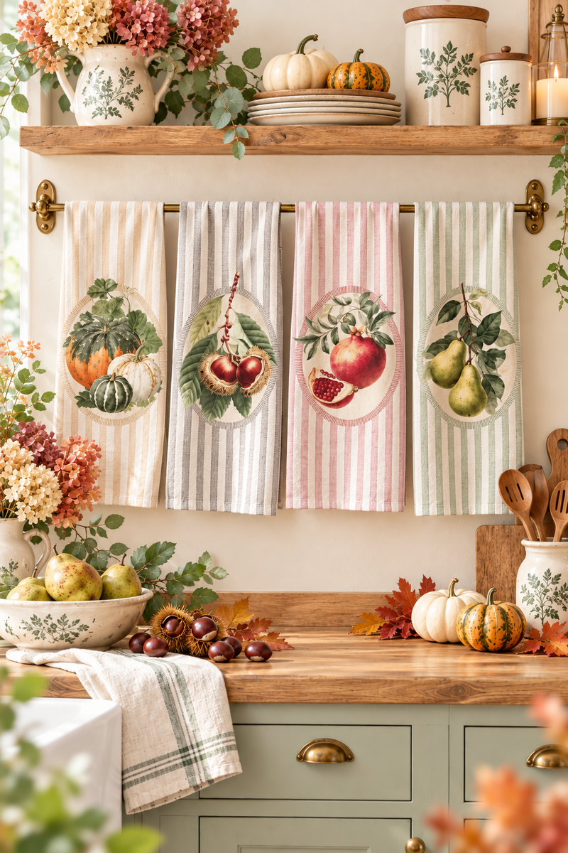 Canovaccio Autunnale Botanico in Cotone 40x70 cm – Blanc Mariclò