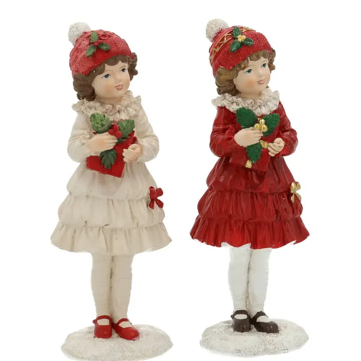 Statua bimba Natalizia in Poliresina Rossa H 17 cm - Wurm