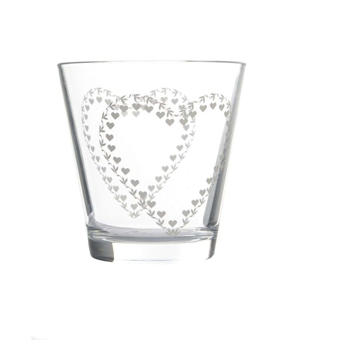 Bicchiere acqua decoro cuore set di 6